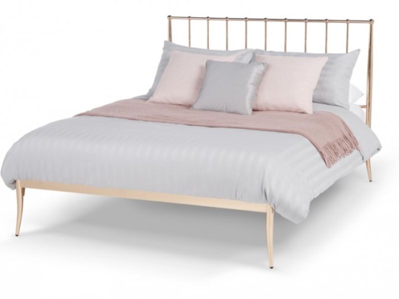 Serene Saturn 4ft Small Double Rose Gold Metal Bed Frame