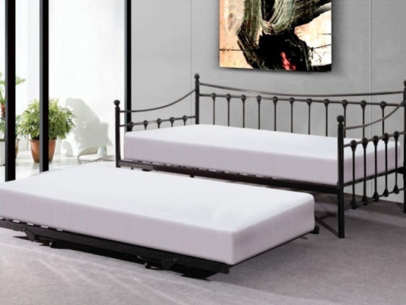 Sleep Design Versailles 3ft Single Black Metal Day Beds And Trundle