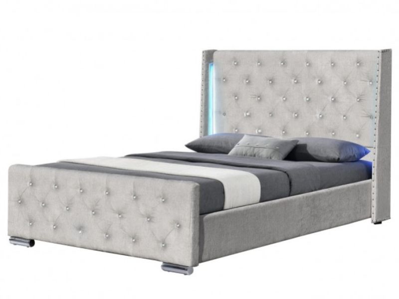 Sleep Design Dorchester 5ft Kingsize Grey Fabric LED Bed Frame
