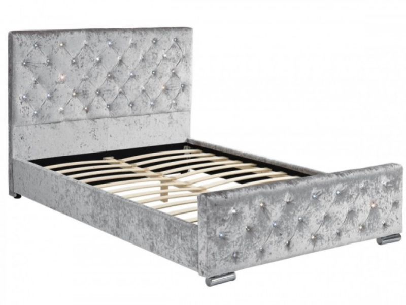 Sleep Design Beaumont 4ft6 Double Crushed Silver Velvet Bed Frame