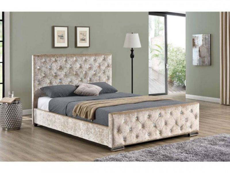 Sleep Design Beaumont 4ft6 Double Crushed Gold Velvet Bed Frame