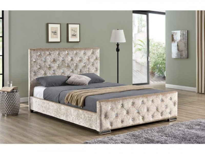 Sleep Design Beaumont 5ft Kingsize Crushed Gold Velvet Bed Frame
