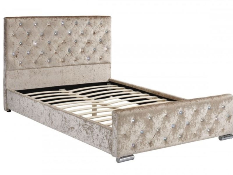 Sleep Design Beaumont 4ft6 Double Crushed Gold Velvet Bed Frame