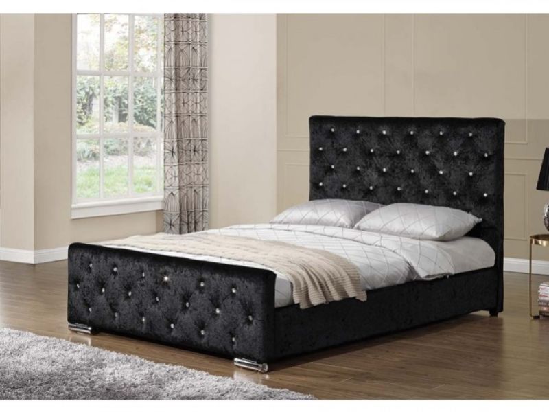 Sleep Design Beaumont 4ft6 Double Crushed Black Velvet Bed Frame