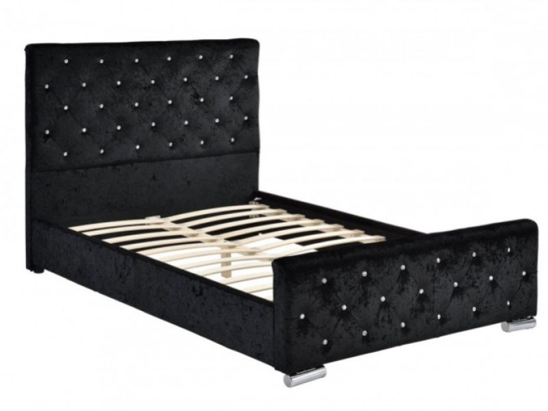 Sleep Design Beaumont 4ft6 Double Crushed Black Velvet Bed Frame