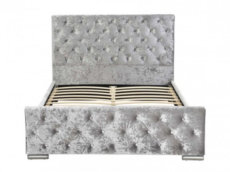 Sleep Design Buckingham 4ft6 Double Crushed Silver Velvet Bed Frame