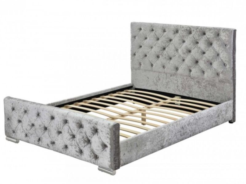 Sleep Design Buckingham 4ft6 Double Crushed Silver Velvet Bed Frame