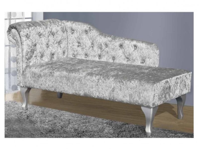 Sleep Design Buckingham Crushed Silver Velvet Chaise Lounge