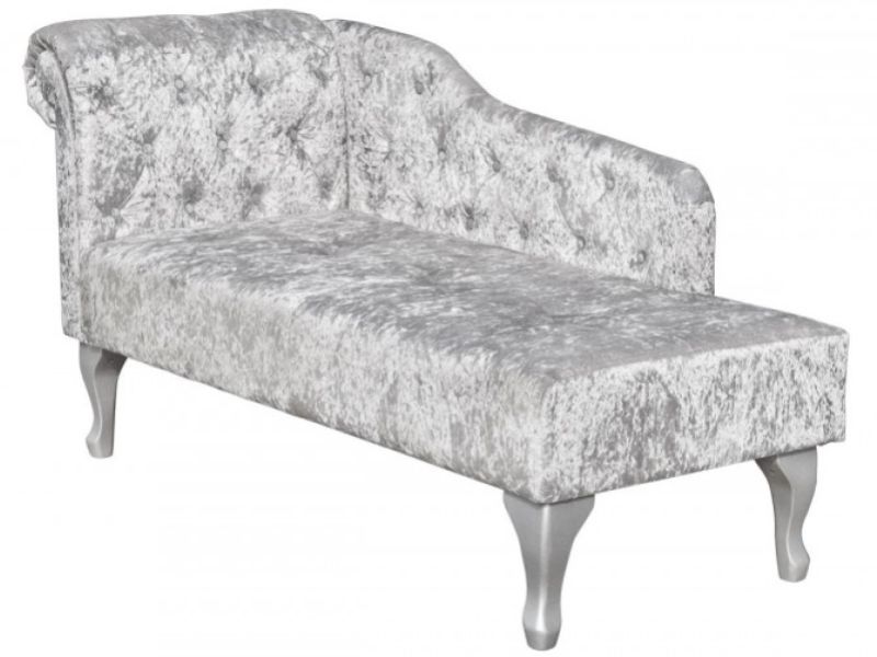 Sleep Design Buckingham Crushed Silver Velvet Chaise Lounge