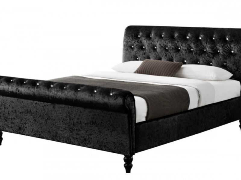 Sleep Design St James 4ft6 Double Crushed Black Velvet Bed Frame