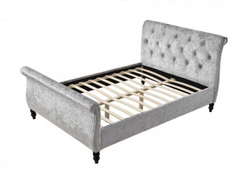 Sleep Design Westminster 4ft6 Double Crushed Silver Velvet Bed Frame