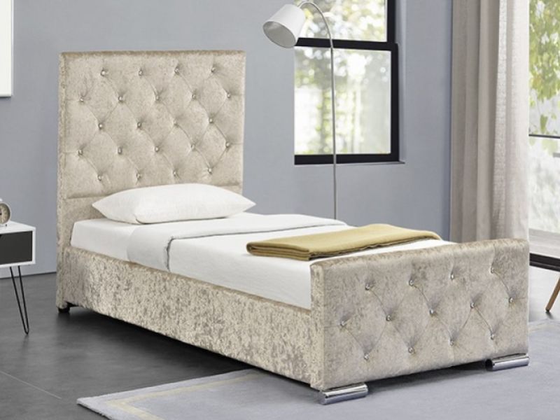Sleep Design Beaumont 3ft Single Crushed Gold Velvet Storage Bed Frame