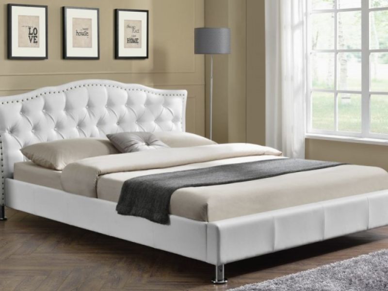 Sleep Design Georgia 4ft6 Double White, Leather Bed Headboard Design Images