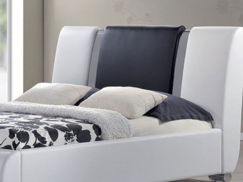 Sleep Design Sorrento 4ft6 Double White With Black Faux Leather Bed Frame