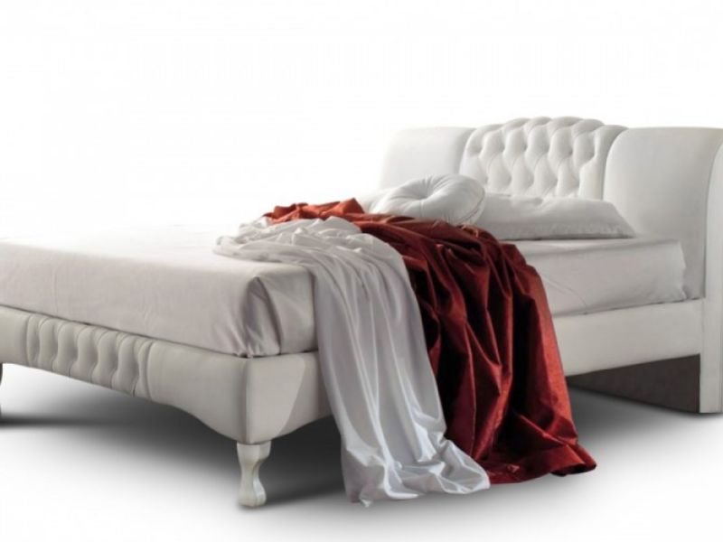 Sleep Design Knightsbridge 4ft6 Double White Faux Leather Bed Frame
