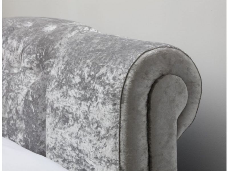 Sleep Design Knightsbridge 4ft6 Double Silver Crushed Velvet Bed Frame