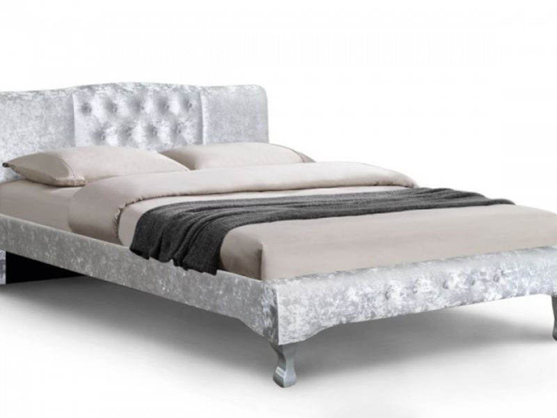 Sleep Design Knightsbridge 4ft6 Double Silver Crushed Velvet Bed Frame