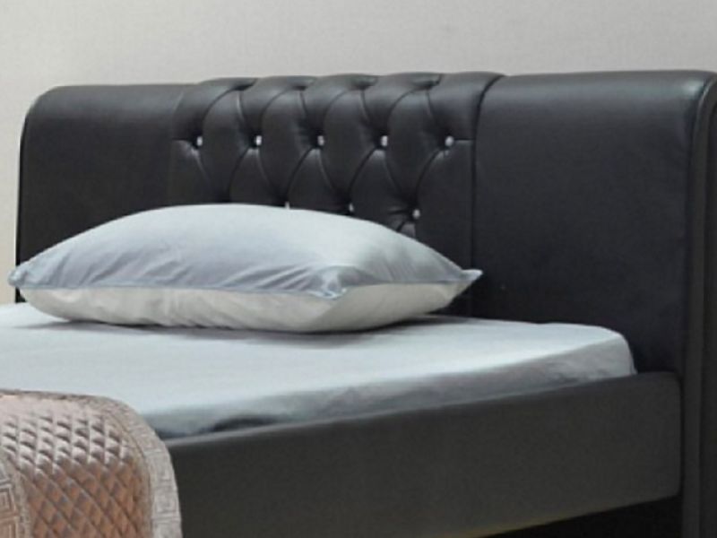 Sleep Design Knightsbridge 4ft6 Double Black Faux Leather Bed Frame