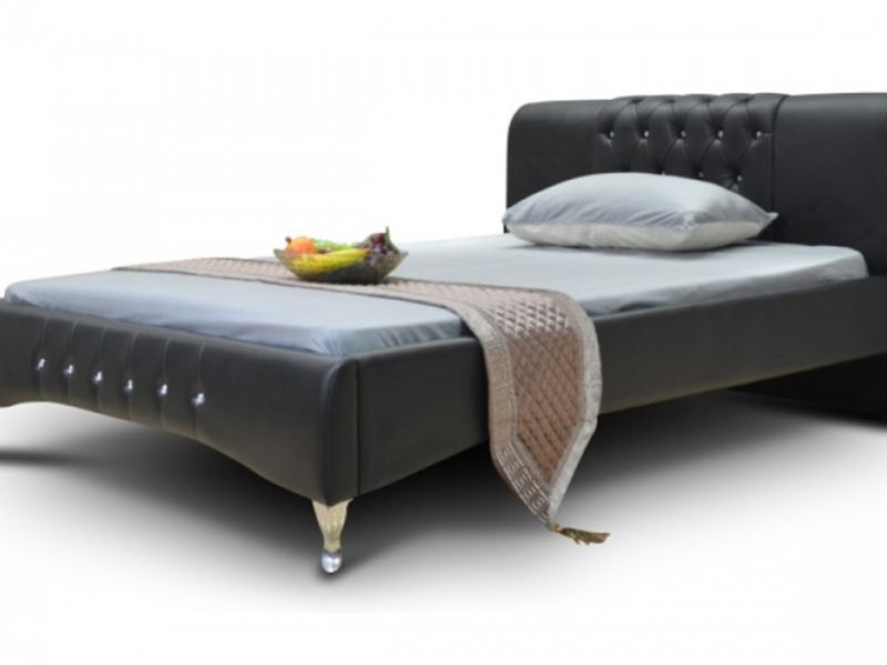 Sleep Design Knightsbridge 4ft6 Double Black Faux Leather Bed Frame