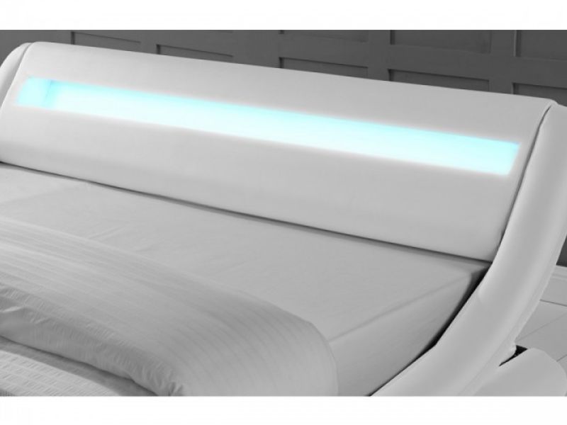 Faux Leather Bed Frame With Led Lights, Barcelona Black White Faux Leather Led Headboard Bed Frame Single