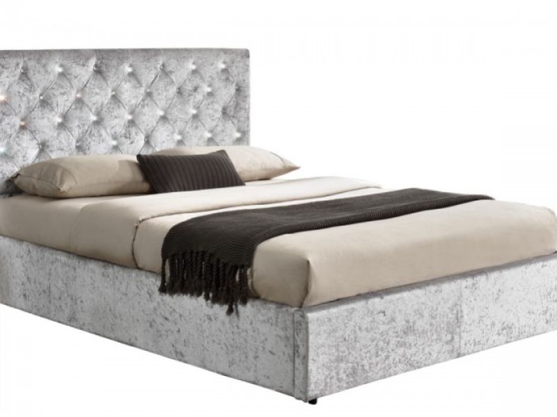 Sleep Design Chatsworth 4ft6 Double Crushed Silver Velvet Ottoman Bed Frame