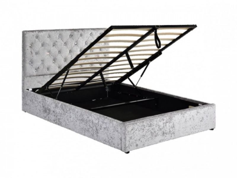 Sleep Design Chatsworth 4ft6 Double Crushed Silver Velvet Ottoman Bed Frame