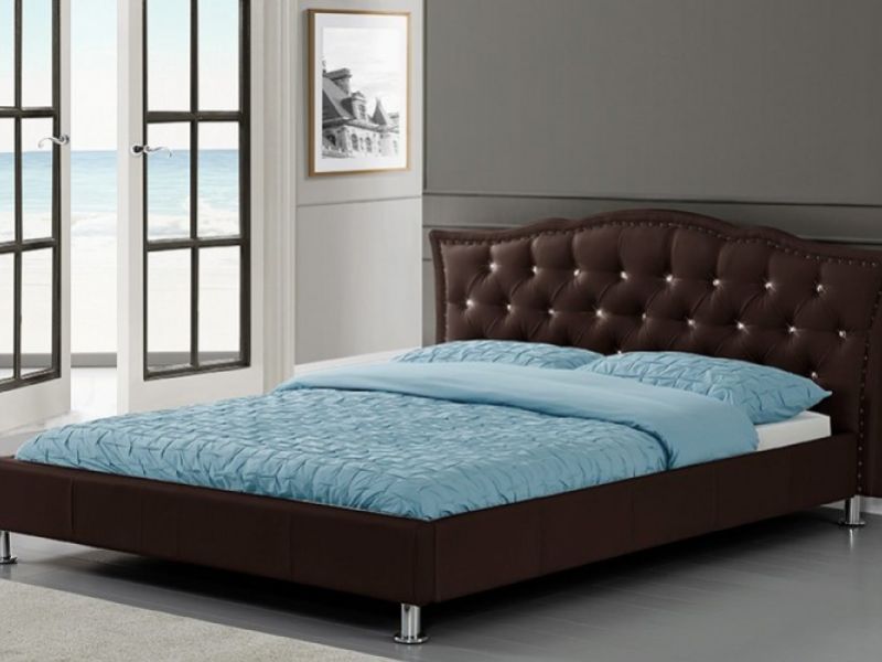 Sleep Design Georgio 5ft Kingsize Brown Faux Leather Bed Frame