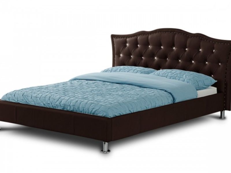 Sleep Design Georgio 5ft Kingsize Brown Faux Leather Bed Frame