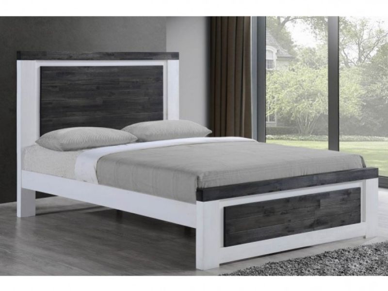 Sleep Design Chelford 5ft Kingsize White And Ash Grey Wooden Bed Frame