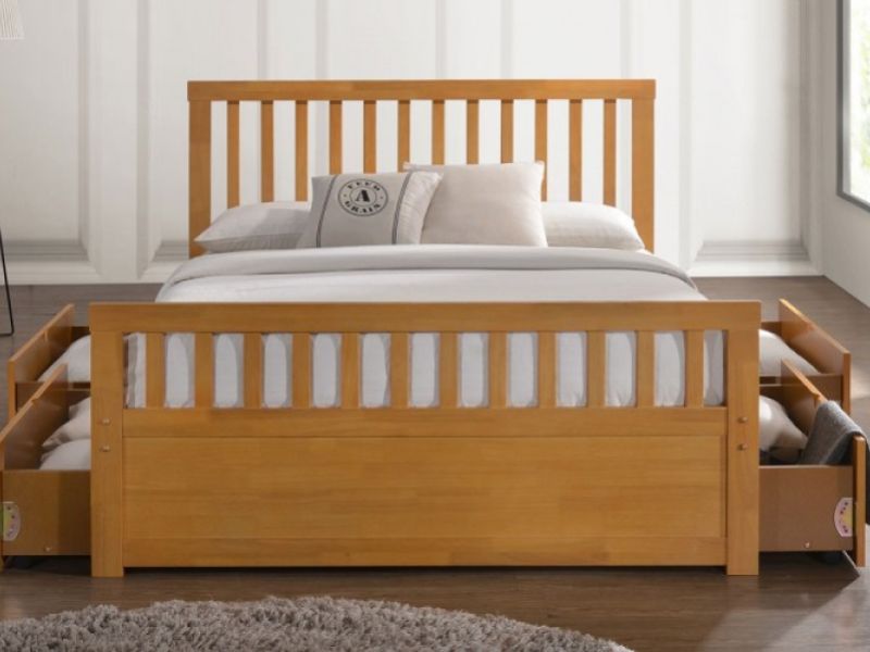 Sleep Design Delamere 4ft6 Double Honey Oak Wooden Storage Bed Frame