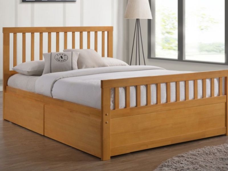Sleep Design Delamere 4ft6 Double Honey Oak Wooden Storage Bed Frame