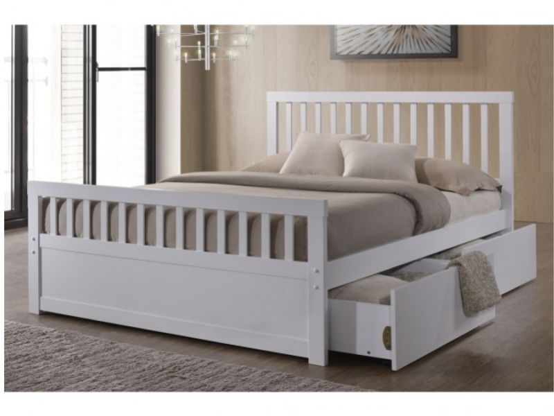 Sleep Design Delamere 5ft Kingsize White Wooden Storage Bed Frame