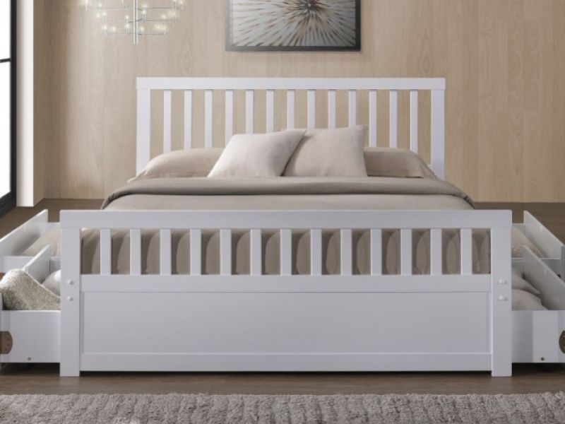 Sleep Design Delamere 5ft Kingsize White Wooden Storage Bed Frame