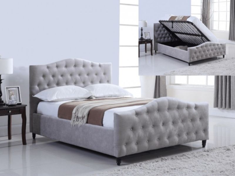 Flair Furnishings Laura 5ft Kingsize Silver Fabric Ottoman Bed Frame