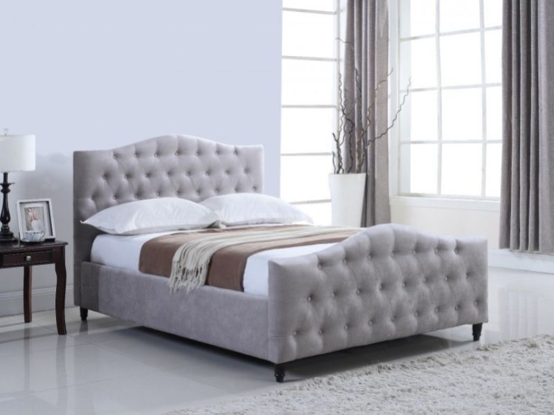 Flair Furnishings Laura 5ft Kingsize Silver Fabric Ottoman Bed Frame
