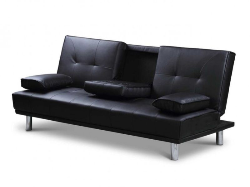 Manhattan Black Faux Leather Sofa Bed