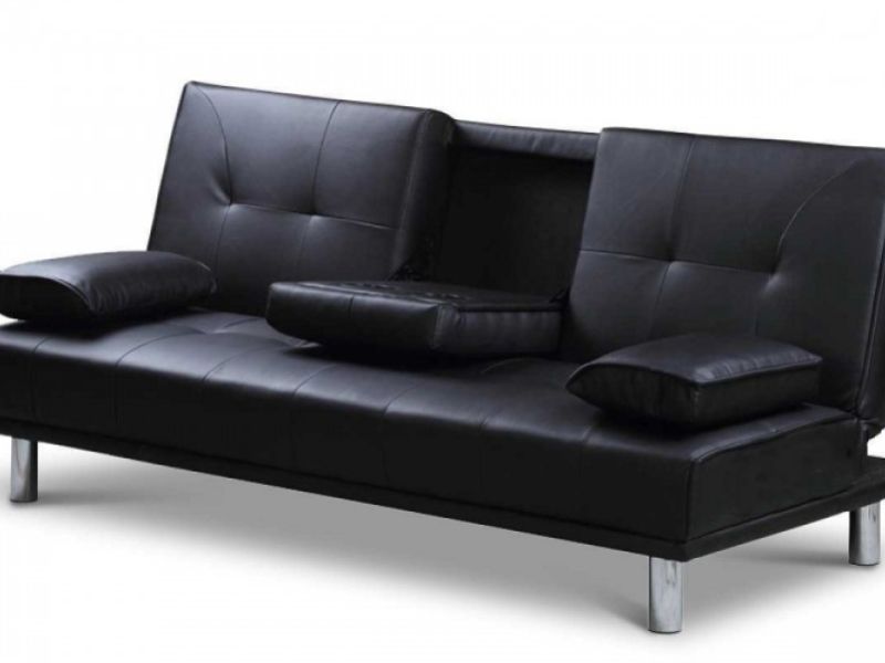 Manhattan Black Faux Leather Sofa Bed