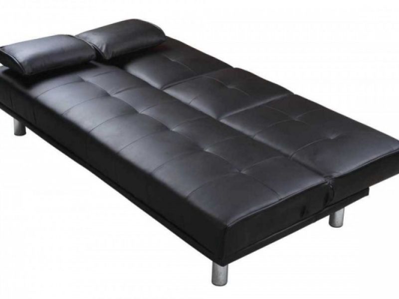 Sleep Design Manhattan Black Faux Leather Sofa Bed