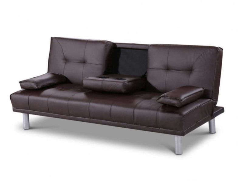 Sleep Design Manhattan Brown Faux Leather Sofa Bed