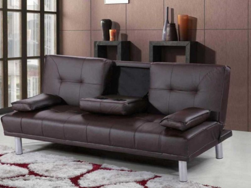 Sleep Design Manhattan Brown Faux Leather Sofa Bed