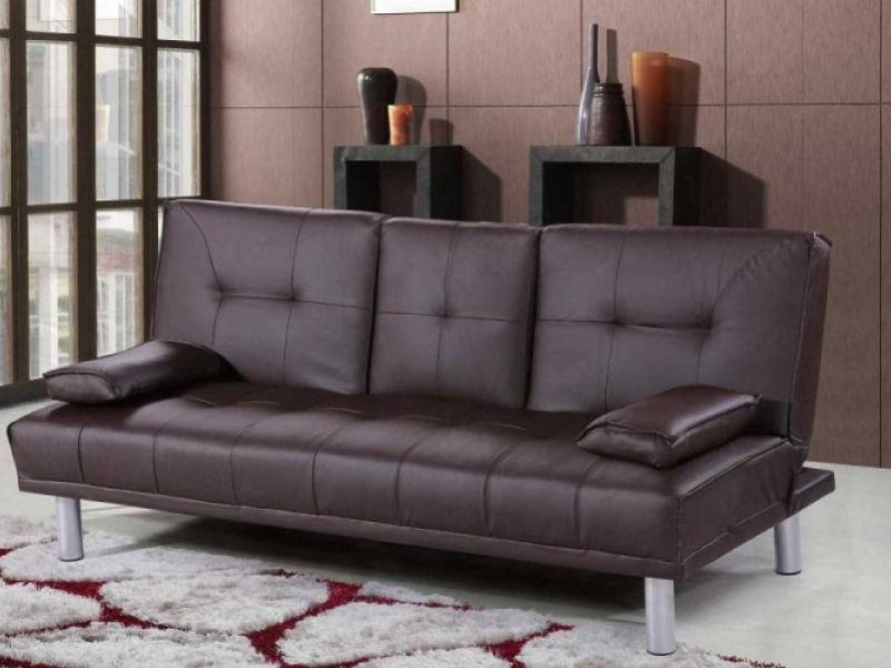 Sleep Design Manhattan Brown Faux Leather Sofa Bed