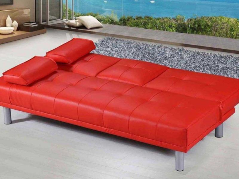 Sleep Design Manhattan Red Faux Leather Sofa Bed