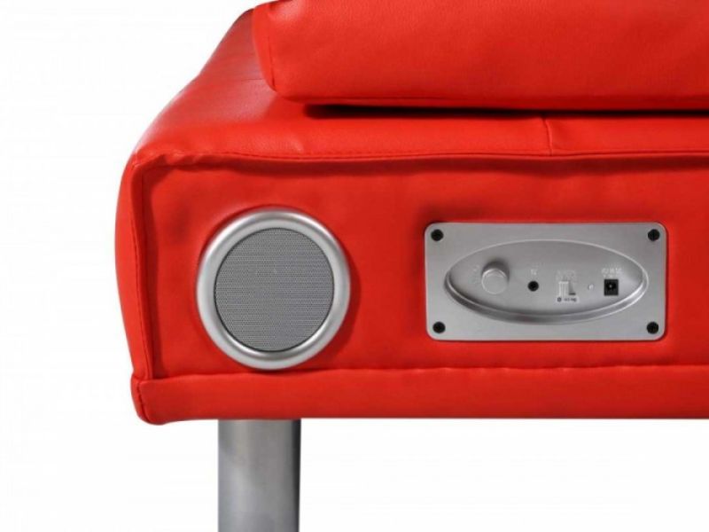 Sleep Design Manhattan Red Faux Leather Sofa Bed With Bluetooth Speakers