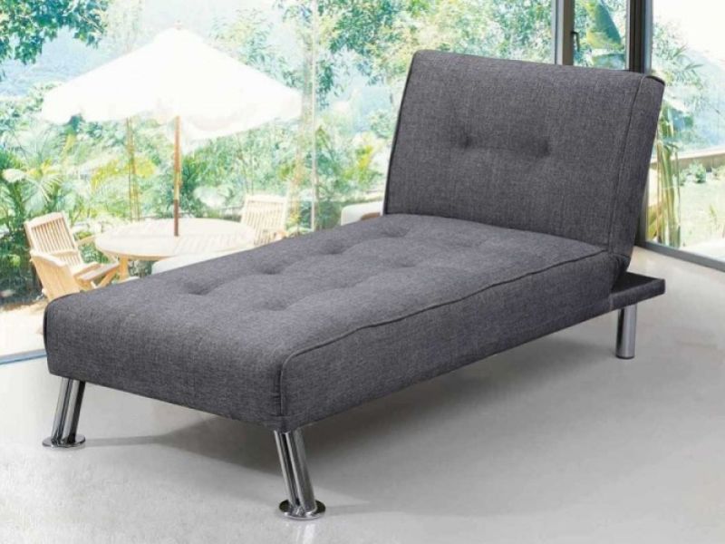 Sleep Design New York Grey Fabric Chaise Lounge Bed