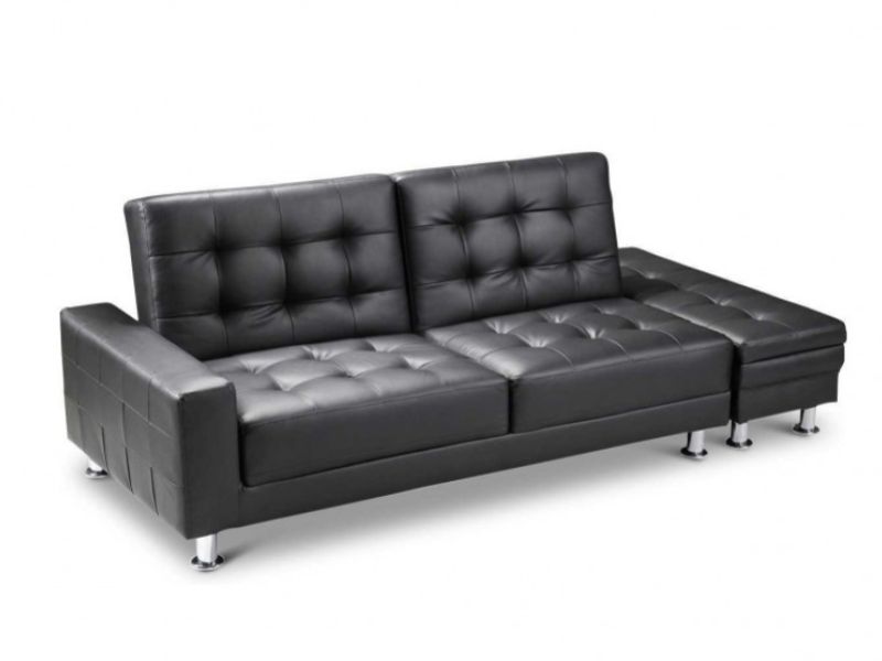 Sleep Design Knightsbridge Black Faux, Black Leather Sofa Futon