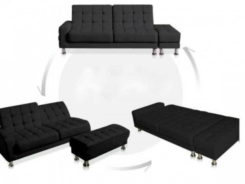 Sleep Design Knightsbridge Black Faux Leather Sofa Bed With Storage