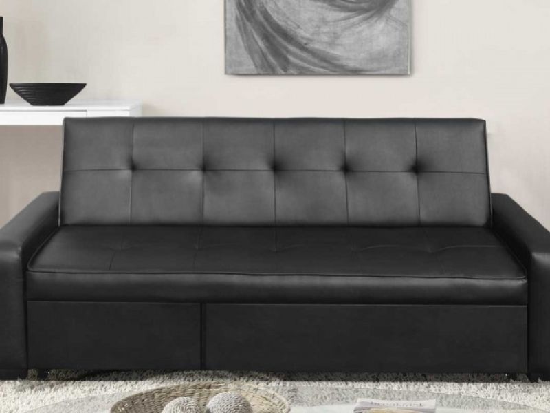 Sleep Design Seattle Black Faux Leather Sofa Bed
