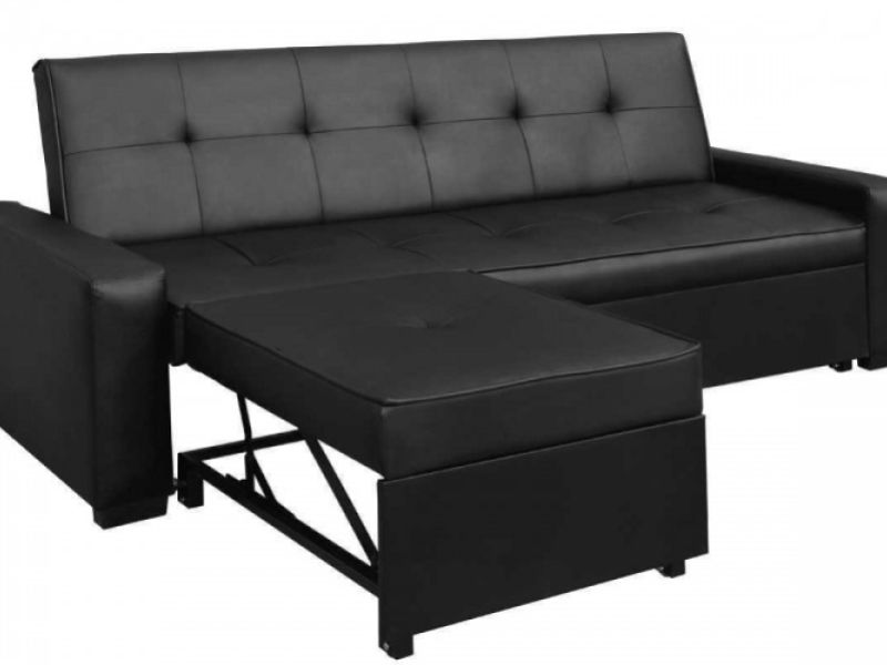 Sleep Design Seattle Black Faux Leather Sofa Bed