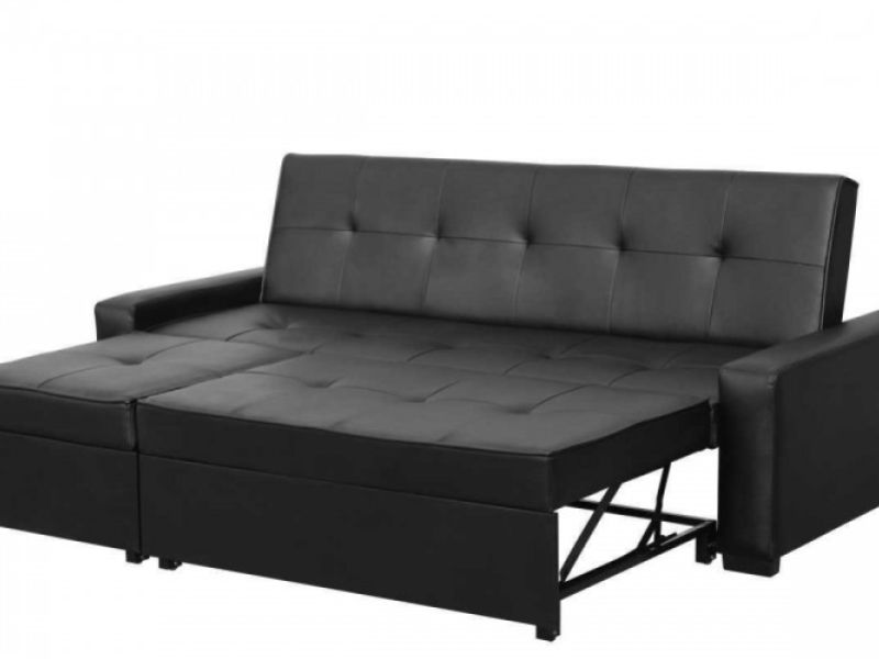 Sleep Design Seattle Black Faux Leather Sofa Bed