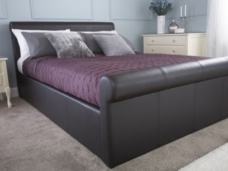 GFW Carolina 4ft6 Double Black Faux Leather Ottoman Lift Bed Frame